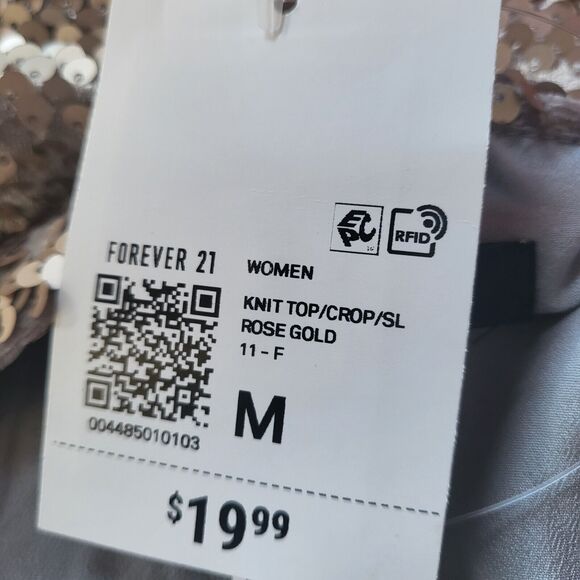 NWT Forever 21 Rose Gold Sequin Glitter Crop Top Tank Medium NEW - Picture 4 of 6